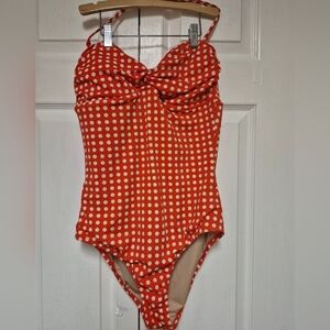 J. Crew Orange Flutter Sleeve Blouse with Tie Front